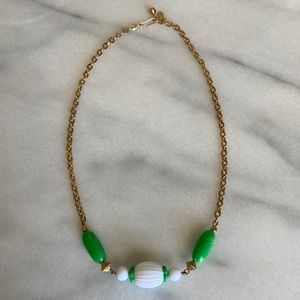 VINTAGE • Avon Delicate Necklace Green Plastic Gold Tone Trending Cottagecore